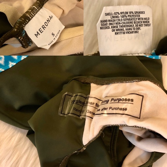 ✅ SOLD! Merona Olive Green Tie Neck One Piece - Picture 7 of 10